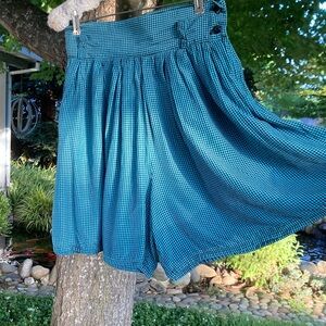 True vintage teal gingham Pleated Women's Skort